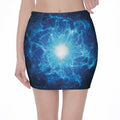 Blue Plasma Energy Print Pencil Mini Skirt