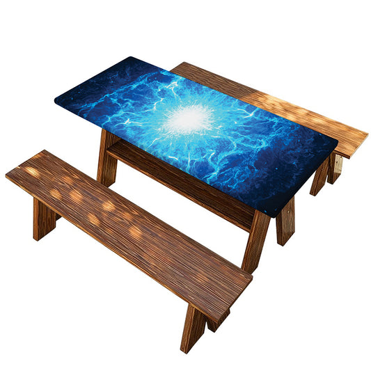 Blue Plasma Energy Print Picnic Table Cover