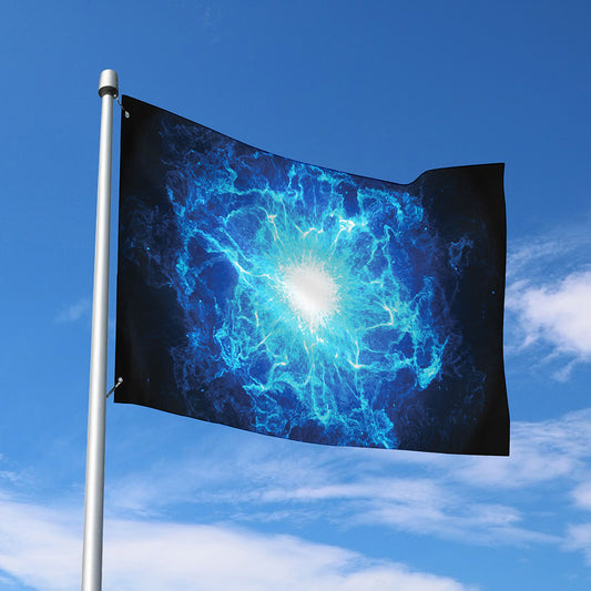 Blue Plasma Energy Print Polyester Flag