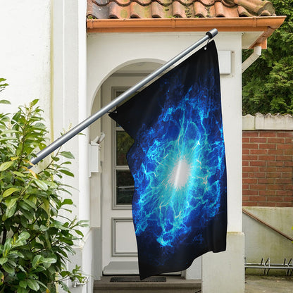 Blue Plasma Energy Print Polyester Flag