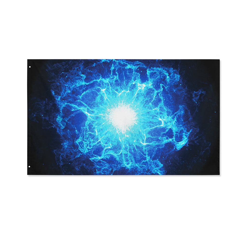 Blue Plasma Energy Print Polyester Flag