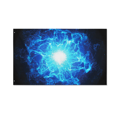 Blue Plasma Energy Print Polyester Flag