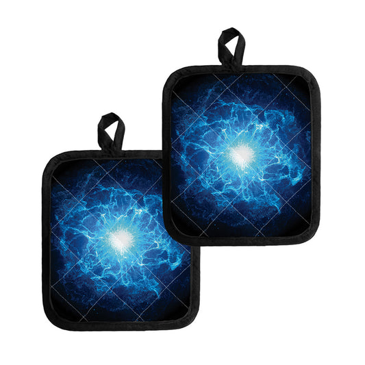 Blue Plasma Energy Print Pot Holders
