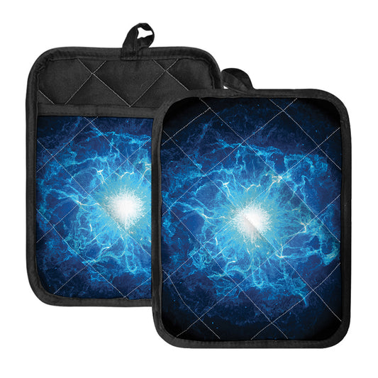 Blue Plasma Energy Print Pot Holders With Pocket