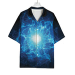 Blue Plasma Energy Print Rayon Hawaiian Shirt