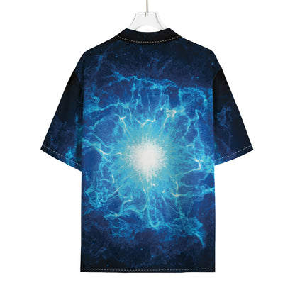 Blue Plasma Energy Print Rayon Hawaiian Shirt