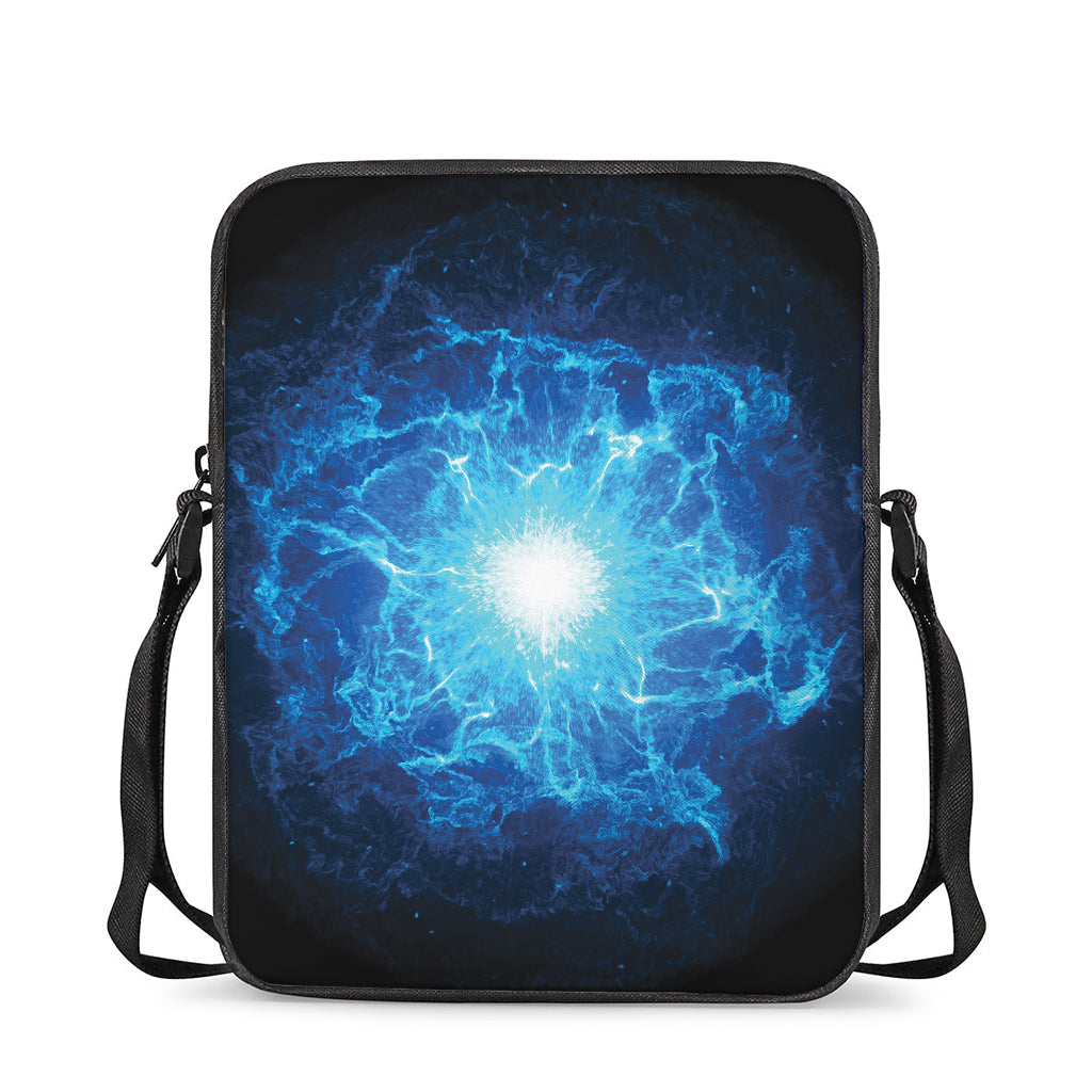 Blue Plasma Energy Print Rectangular Crossbody Bag