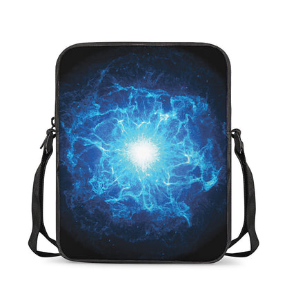 Blue Plasma Energy Print Rectangular Crossbody Bag