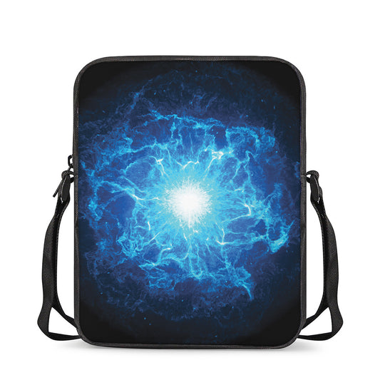 Blue Plasma Energy Print Rectangular Crossbody Bag