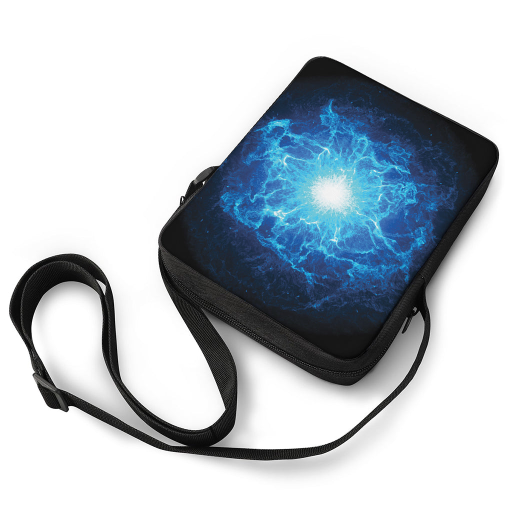 Blue Plasma Energy Print Rectangular Crossbody Bag