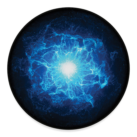 Blue Plasma Energy Print Round Floor Mat