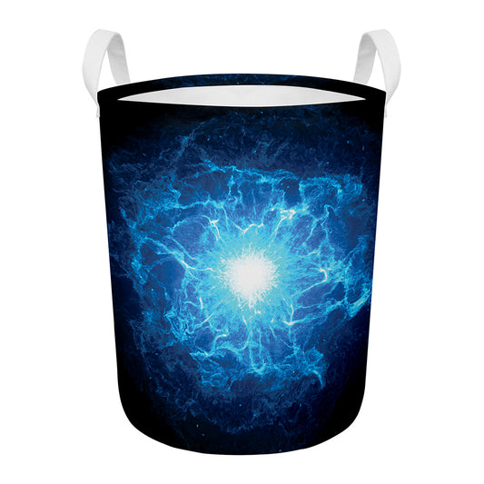 Blue Plasma Energy Print Round Laundry Basket