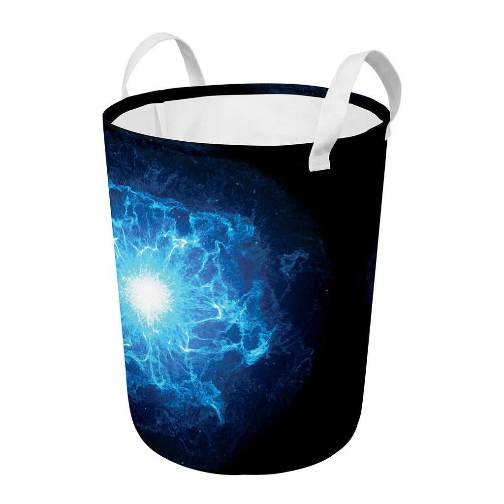 Blue Plasma Energy Print Round Laundry Basket