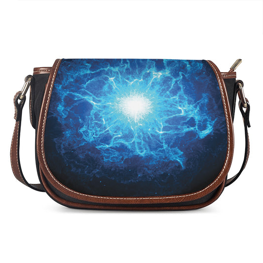 Blue Plasma Energy Print Saddle Bag