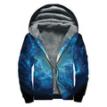 Blue Plasma Energy Print Sherpa Lined Zip Up Hoodie