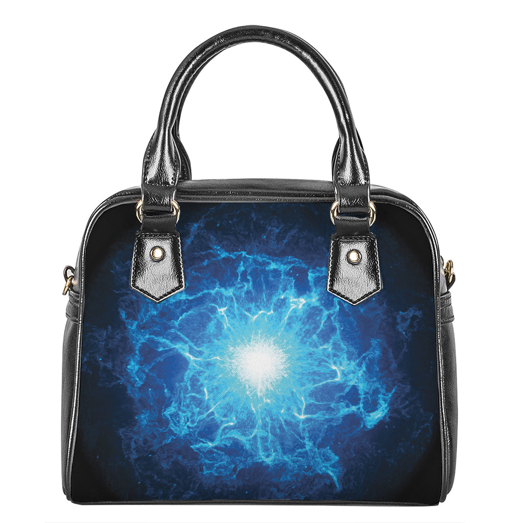 Blue Plasma Energy Print Shoulder Handbag