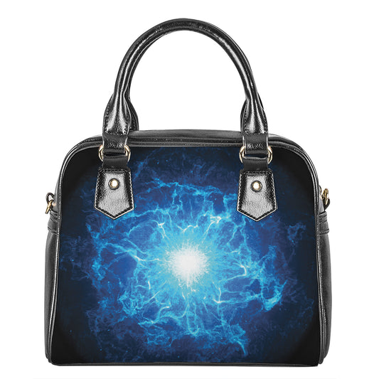 Blue Plasma Energy Print Shoulder Handbag
