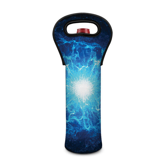 Blue Plasma Energy Print Single Neoprene Wine Tote