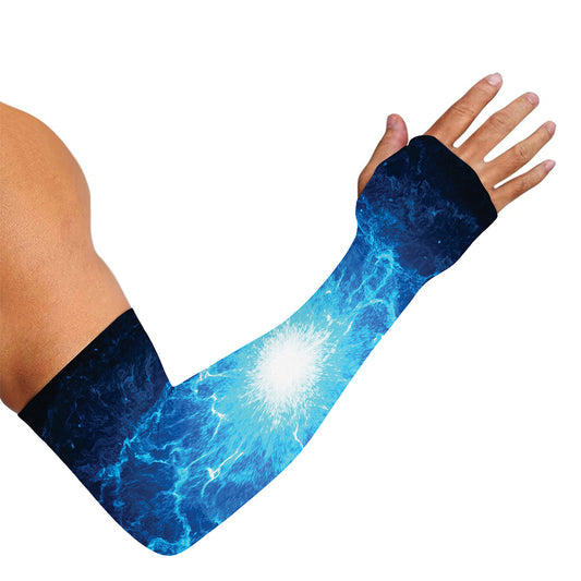 Blue Plasma Energy Print Sun Protection Arm Sleeves