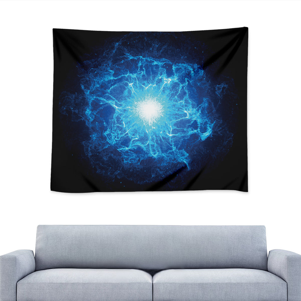 Blue Plasma Energy Print Tapestry