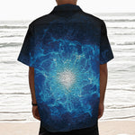 Blue Plasma Energy Print Textured Short Sleeve Shirt