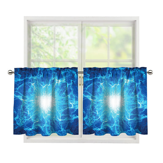 Blue Plasma Energy Print Tier Curtains