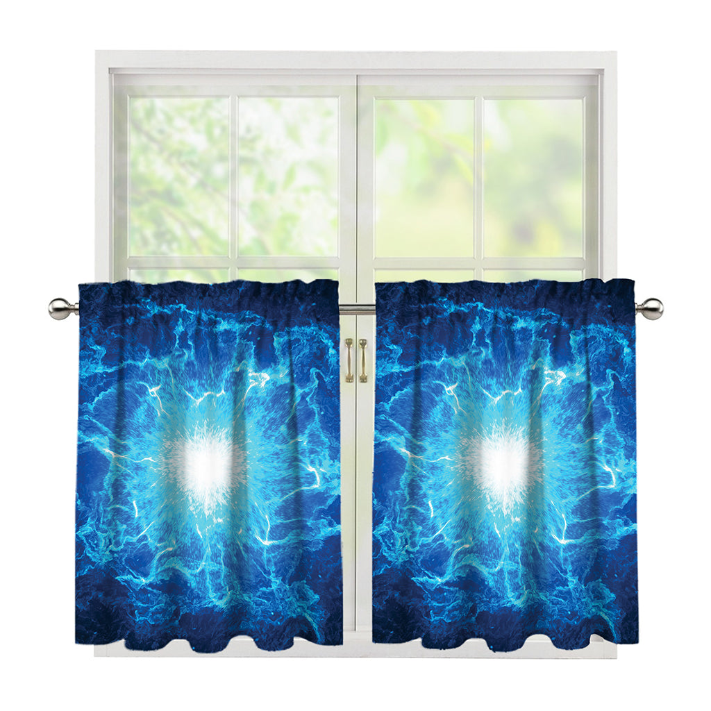 Blue Plasma Energy Print Tier Curtains