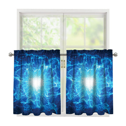 Blue Plasma Energy Print Tier Curtains