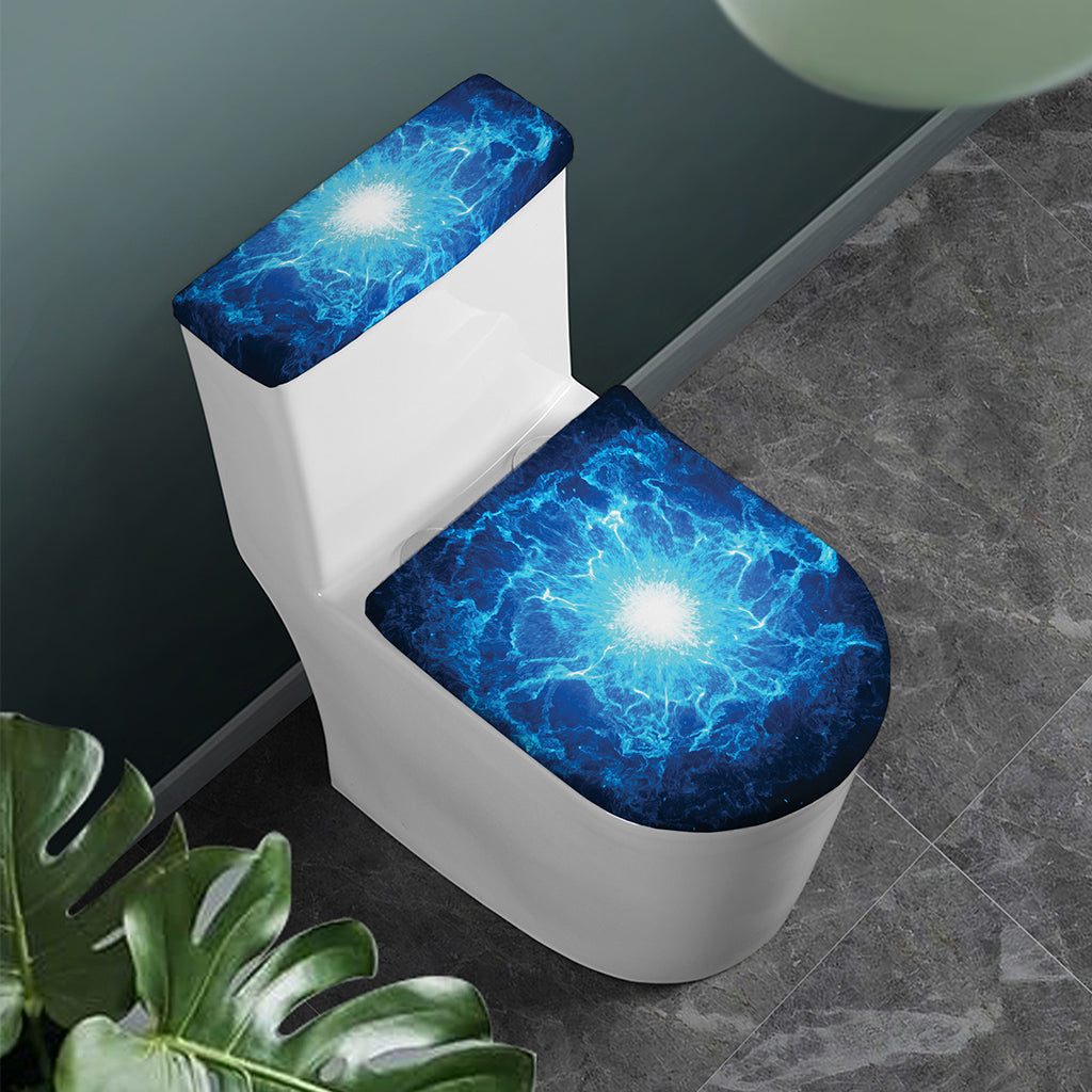 Blue Plasma Energy Print Toilet Lid And Tank Cover Set