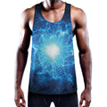 Blue Plasma Energy Print Men's Workout Tank Top
