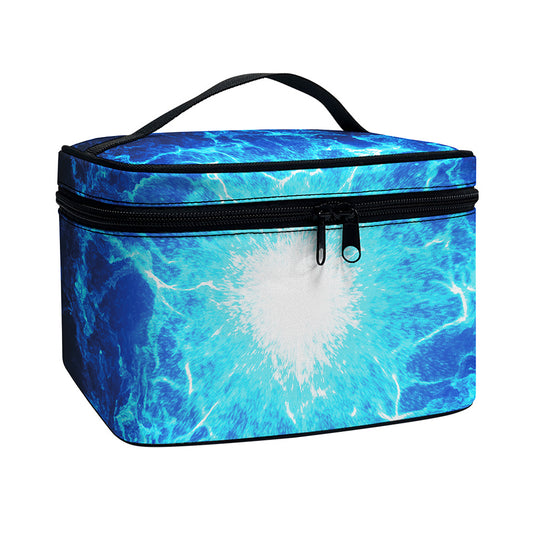 Blue Plasma Energy Print Travel Makeup Bag