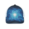 Blue Plasma Energy Print White Mesh Trucker Hat