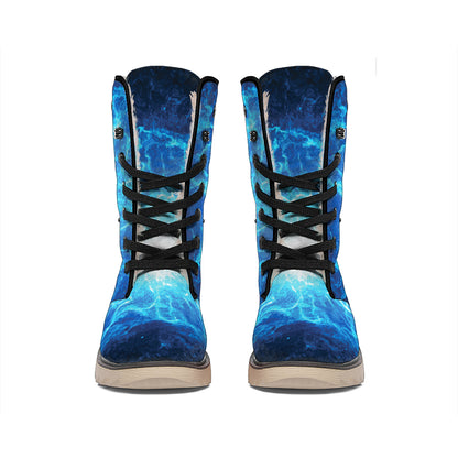 Blue Plasma Energy Print Winter Boots