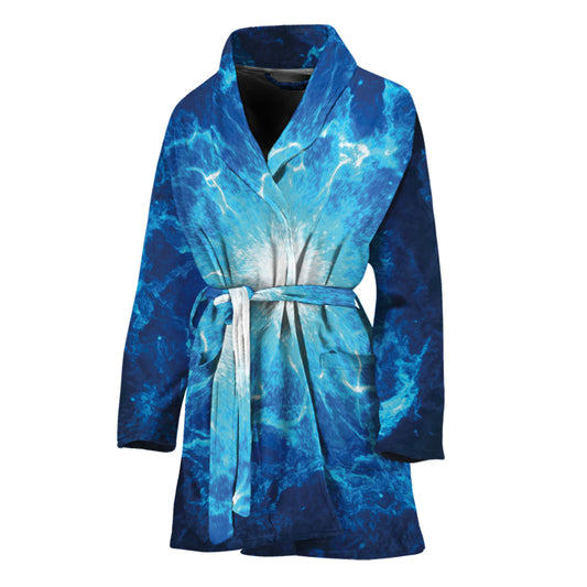 Blue Plasma Energy Print Women's Bathrobe