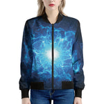 Blue Plasma Energy Print Women's Bomber Jacket