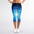 Blue Plasma Energy Print Women's Capri Leggings