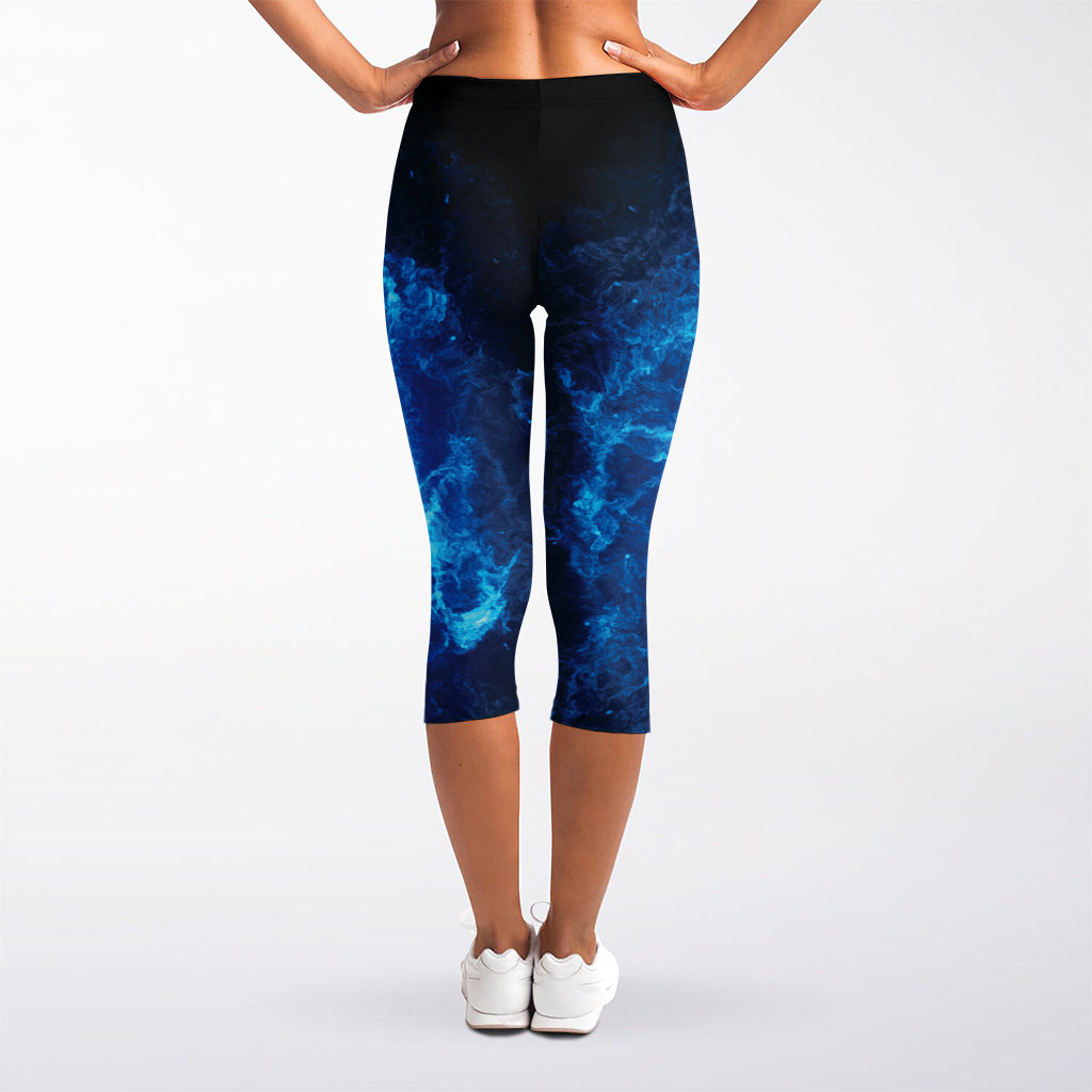 Blue Plasma Energy Print Women's Capri Leggings