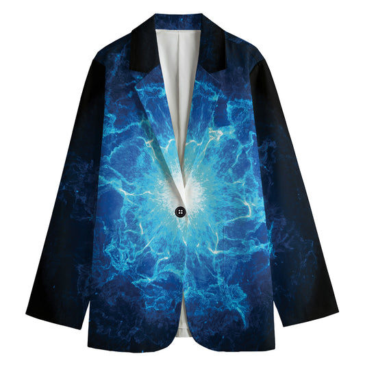 Blue Plasma Energy Print Women's Cotton Blazer