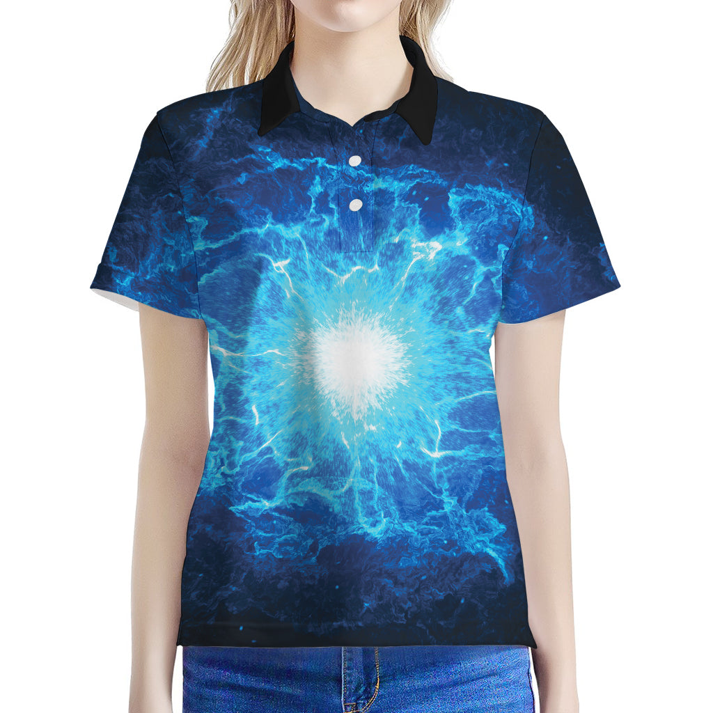 Blue Plasma Energy Print Women's Polo Shirt