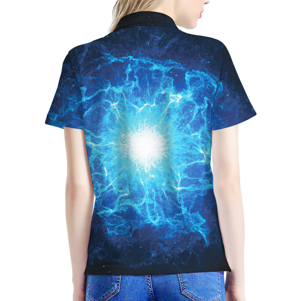 Blue Plasma Energy Print Women's Polo Shirt