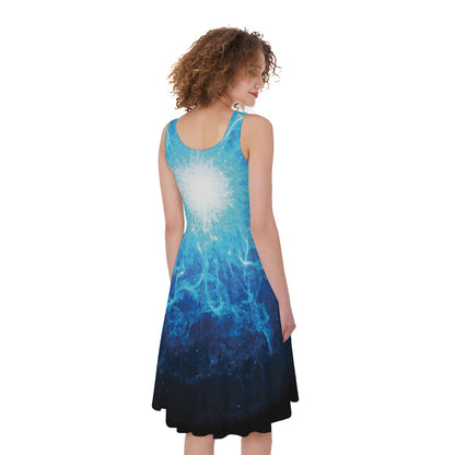 Blue Plasma Energy Print Women's Sleeveless Dress