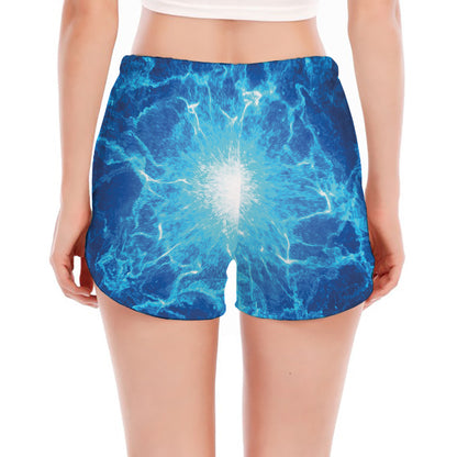 Blue Plasma Energy Print Women's Split Running Shorts
