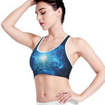 Blue Plasma Energy Print Women's Sports Bra