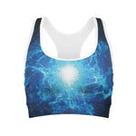 Blue Plasma Energy Print Women's Sports Bra
