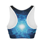 Blue Plasma Energy Print Women's Sports Bra