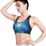 Blue Plasma Energy Print Women's Sports Bra