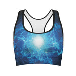 Blue Plasma Energy Print Women's Sports Bra