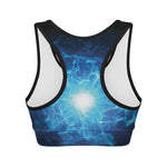 Blue Plasma Energy Print Women's Sports Bra