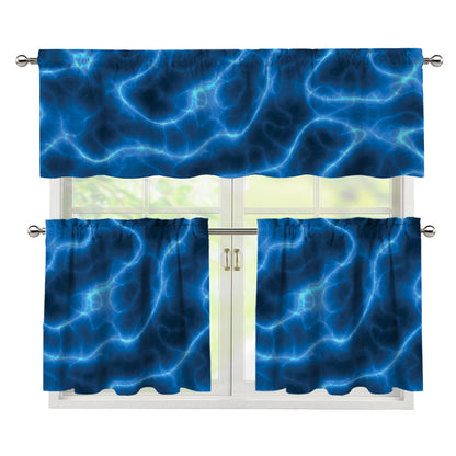 Blue Plasma Print 3 Piece Kitchen Curtains