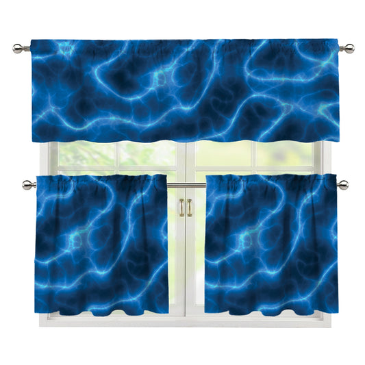 Blue Plasma Print 3 Piece Kitchen Curtains